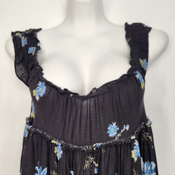 Intimately Free People Bali Wild Daisy Slip Black Ruffle Baby-doll Dress Women M - Picture 7 of 9